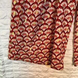 Care Of You Paris sz S/M Metallic Gold Print Wide Leg Dress Pants Red